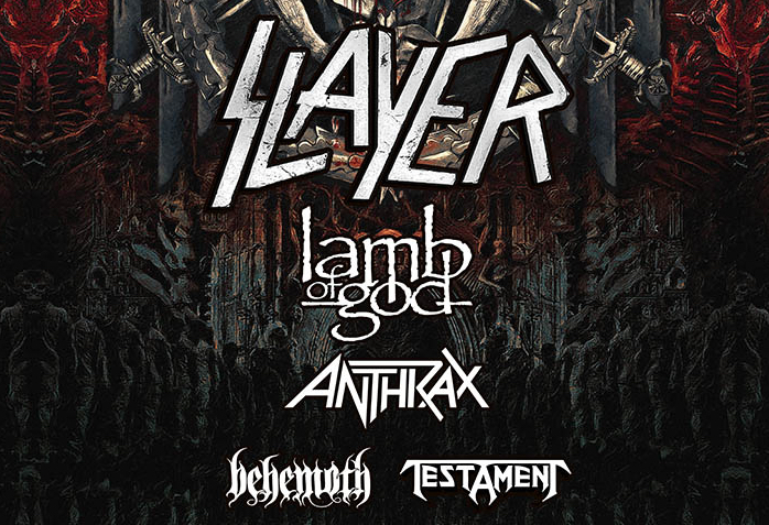 LAMB OF GOD, ANTHRAX, BEHEMOTH, TESTAMENT TO SUPPORT SLAYER ON LEG ONE, NORTH AMERICA, OF THE BAND’S FINAL WORLD TOUR North American Itinerary Announced